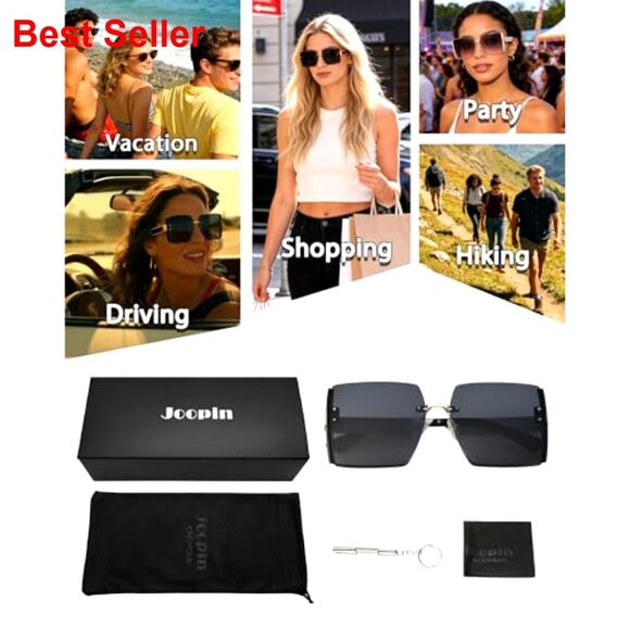 Oversized Square Frameless Sunglasses UV400 Protection Women\'s Shades main image 7
